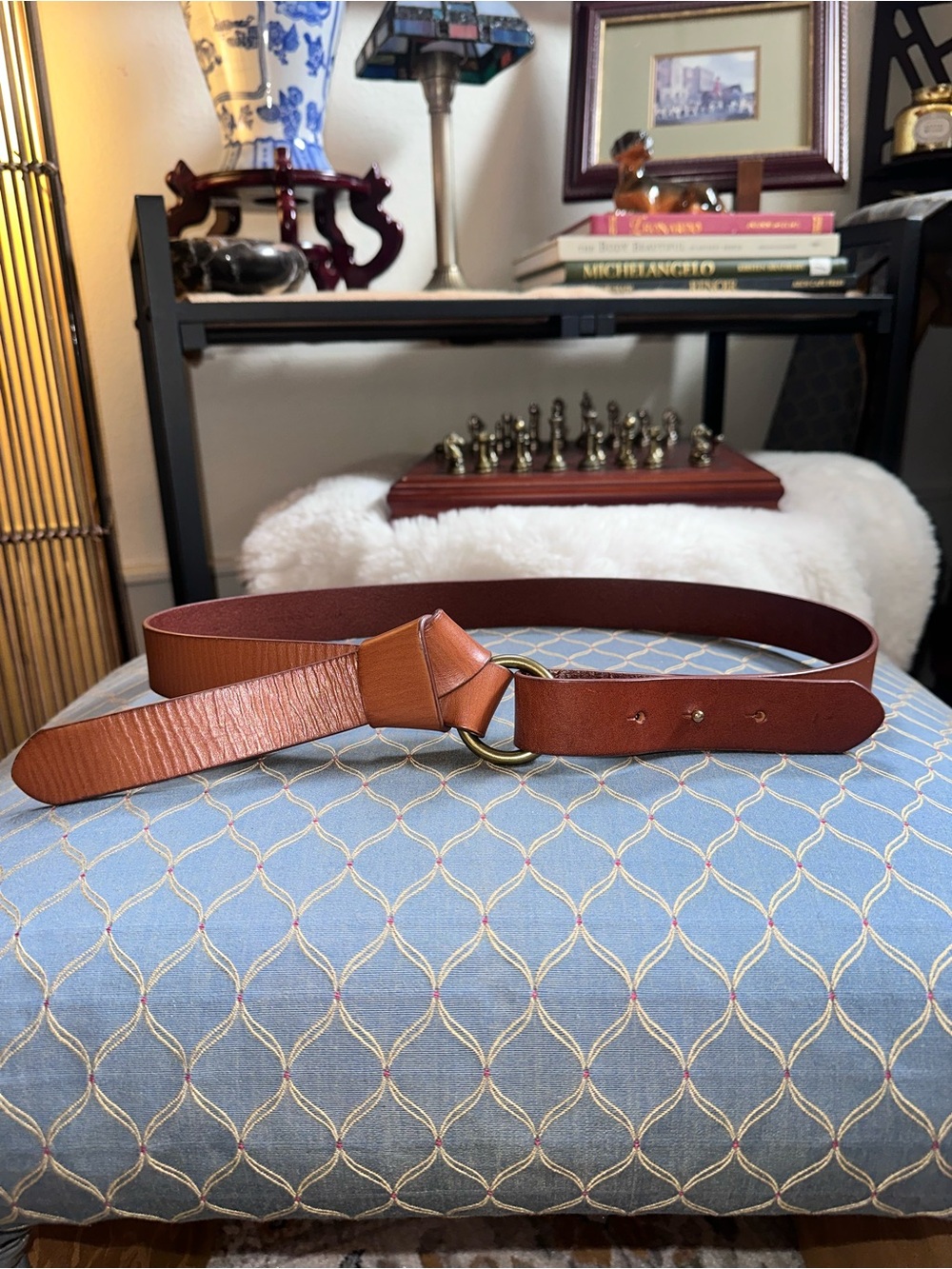 Free People Tan Brown Leather Ring Belt